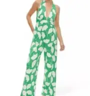 Diane Von Furstenberg Target Pants Jumpsuit S Halter Jumpsuit Ginko Green Sz XXS