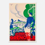 Galrie Stunning Grenoble Vintage Travel Poster French Alps Charm Artwork Décor, Poster Only, A4 21 x 30cm (8 x 12inch)