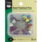 Dritz 130 Heart Pearlized Pins-Size 34 35/Pkg