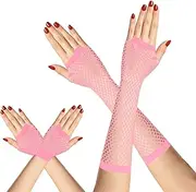 [KQNBI] Fishnet Gloves, Long and Short Mesh Fingerless Gloves Costume Accessories for Women Girl Halloween 80s Theme Party