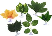 DONFAMDS 6pcs Aquarium Landscape Simulation Leaves Realistic Fish Tank Decoration Resting Beds with Strong Suction Cup for Micro Landscape DIY Easy to Clean