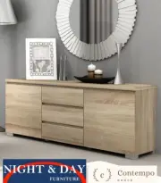 Elara 3 drawer 2 door buffet dresser chest of Drawers CONTEMPO RANGE Sonoma Oak