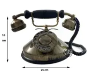 Antique Telephone Brass Old Fashioned Rotary Dial Wired Phone Retro Table Decor