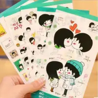 在飛比找蝦皮購物優惠-韓國文具日記裝飾貼紙男孩女孩甜蜜情侶貼紙【5張入】19元