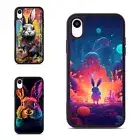 For iPhone XS 11 12 13 14 15 16 Pro Max Rabbit cyberpunk paint Plastic TPU Cover