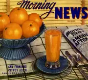 San Fernando Morning News Orange Crate Label Art Print