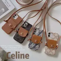 在飛比找蝦皮購物優惠-賽琳CELINE 凱旋門 插卡款 背帶斜挎 手機殼Iphon