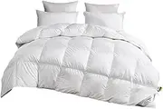 Lightweight Down Comforter 3D Baffle Box Real Duvet Comforters, 800 Fill-Power Ultra-Soft Down Duvet Insert, All Season White Feathers Down Comforters Queen, Medium Warm Fluffy Bed Comforter 86"X95"