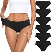 [coskefy] Women's Underwear Cotton Hipster Panties Low Rise Briefs Soft Strench Breathable Ladies Bikini Underwear 6 Pack