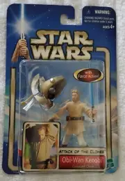 STAR WARS ATTACK OF THE CLONES OBI-WAN KENOBI CORUSCANT CHASE WITH FORCE ACTION