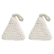 2x LVD Cotton/Concrete Doorstop Rope Pyra Door Stopper Home/Room Decor White