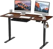 Anshine 140 x 60cm Electric Standing Desk, Height Adjustable Sit-Stand Desk for Home Office, Ergonomic Workstation for Comfort and Productivity, Ideal for Sitting or Standing (Walnut Top Black Legs)