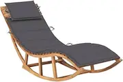 Rocking Sun Lounger with Cushion Solid Teak Wood Patio Sun Loungers