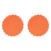 2x Annabel Trends Scallop Edge Stonewashed Placemat Table Protector 40cm Coral