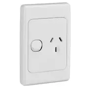 Clipsal 2000 Series Single Powerpoint 250V 10Amp Vertical Switch Socket Outlet White - 2015V-WE