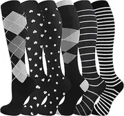 [bropite] Halloween Compression Socks for Women & Men-6 Pairs 20-30mmhg Support Running Nurse Travel Compression Socks