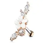 Piercing Ear Cartilage Helix Vine Flower Nacre Gold Plated Pink