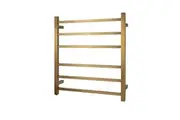 AQUAPERLA 6-Bar Heated Towel Rail - Square Bars - PVD Brushed Yellow Gold (W620mm x H674mm)