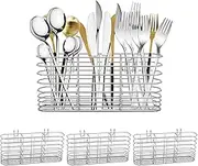 4Pcs Cutlery Holder, Stainless Steel Cutlery Hanging Basket, With Hook, for Knife Fork Spoon Quick Drying Compartment Utensil Drying Rack, Rust Proof Hollow Out Utensil Drying Basket, for Kitchen