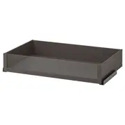 KOMPLEMENT drawer with glass front, dark grey, 100x58 cm