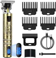 Men's Professional Beard Trimmer, Barber Razor, Electric Hair Trimmer, Beard Trimmer with 4 Combs and LED Display
