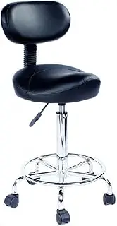 Adjustable Saddle Stool Chairs with Back Ergonomic Saddle Stool Swivel Rolling Hydraulically Adjustable Suitable for Use in Home Offices, Beauty Salons, and Makeup Studios (Color : Black)