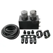 AN10 Oil Catch Can Reservoir Tank w Dual Breather Filter Baffled Tank Kit 4 Port (for: Honda)
