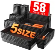 【】【5 Size】 Tool Box Organizer Tray Divider Set, 【Black】 Desk Drawer...