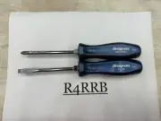 Snap-on Tools USA NEW 2pc POWER BLUE Hard Handle Flat Phillips Screwdriver Set