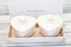 Le Creuset Petite Ramekin D'Amour Set of 2 with Tray white Luster Stoneware