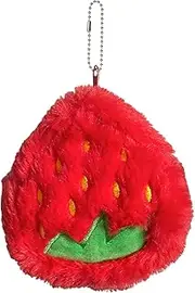 [Generic] Fruit Plush Coin Purse - Creative Fruit Shaped Plush Coin Purse | Cartoon Change Holder Small Wallet | Fashionable Plush Bag Pendant for Cards and Keys, Multicolor, Refer to description, strawberry