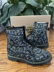 Dr. Doc Martens 1460 Womens 7 Eye Boots Grey Butterfly Print Suede
