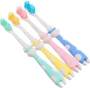 SECFOU 4pcs Baby Toothbrush Animal Shape Soft Nylon Bristle Toothbrush Set for Boys and Girls Random