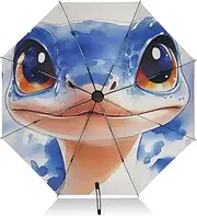 [PDZRMY] UV Protection Travel Umbrella Snake Portrait Blue Compact for Rain and Sun - Auto Open and Close UPF 50+ Windproof Portable 46” Sun Umbrella for Women and Men