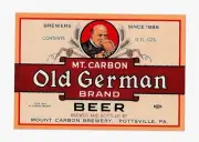 Mt Carbon Old German Beer Bottle Label Pottsville Pa