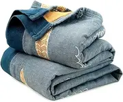 Boho Throw Blanket for Bed 100% Cotton Ultra Soft Rustic Quilt Summer Blanket Fish Printed Farmhouse Decor Bed Blankets,60"×80" All Season Rustic Throw for Sofa Couch Chair