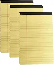 AIMALL 4 PCS Wide Ruled Lined Note Pads, 50 Sheets Each, (White, Yellow, Blue), 8x5 Inches Writing Pads for Home, School, or Office
