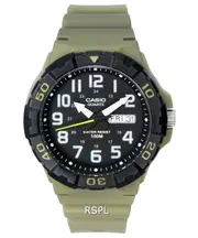 Casio Analog Green Resin Strap Black Dial Quartz MRW-210H-5A 100M Mens Watch