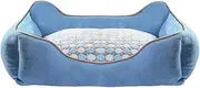 Kennel Small Dog Teddy Removable Dog Kennel Winter Warm Medium Dog Dog Mattress Cat Litter Pet Supplies (Color : Blue, Size : 45X35X13CM)
