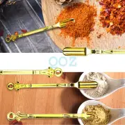 3X Mini Powder Ladle Scoop Mini Spoon Spatula Metal Shovel Gold Color Spoon