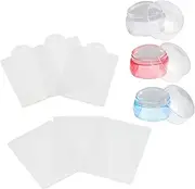 DEARMAMY 3Sets Nail Art Stamping Plates Silicone Stamper Kit with Transparent Colors for Easy DIY Manicure for Professionals Beginners