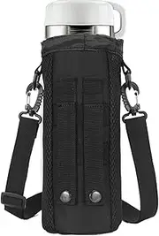 Generic Drawstring Bottle Carrier with Strap - Adjustable Water Bottle Sling Case, Hydration Bag | Shoulder Strap Bottle Holder for Gym, Hiking, Running, Travel, Walking, Fitness, black, Siehe