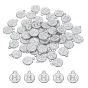 50 Pcs Alphabet H Enamel Letter Charm Enamel Initial Charm White