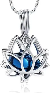 DOTUIARG Lotus Flower Cremation Urn Necklace Custom Name Stainless Steel Ashes Holder Pendant Keepsake Women Cremation Jewelry