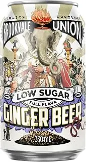 Brookvale Union Low Sugar Alcoholic Ginger Beer, Spicy & Smooth Finish, 4% ABV, 330mL (Case of 24 Cans)