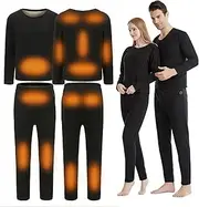 [IMYOGI] Cozy Electric Heated Thermal Underwear Set, Heating Underwear Long Sleeve Top + Pants with Bluetooth Control Temperature