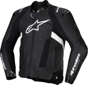 Alpinestars Missile V3 Motorcycle Leather Jacket, black-white, Size 60 for Men Black White