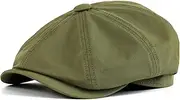 [JANGOUL] Kids Boys Cotton Newsboy Cap 8 Panel Beret Cabbie Hat for Toddler, Army Green, 2-3 Years