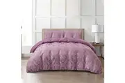 Bedding King Jacquard 3 Pcs Comforter Set Design - Damask Mauve