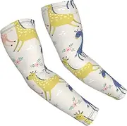 [FSCEV] Cute Giraffe Sun Protection Arm Sleeves Outdoor Essentials Cooling Compression Golf Hiking Cycling